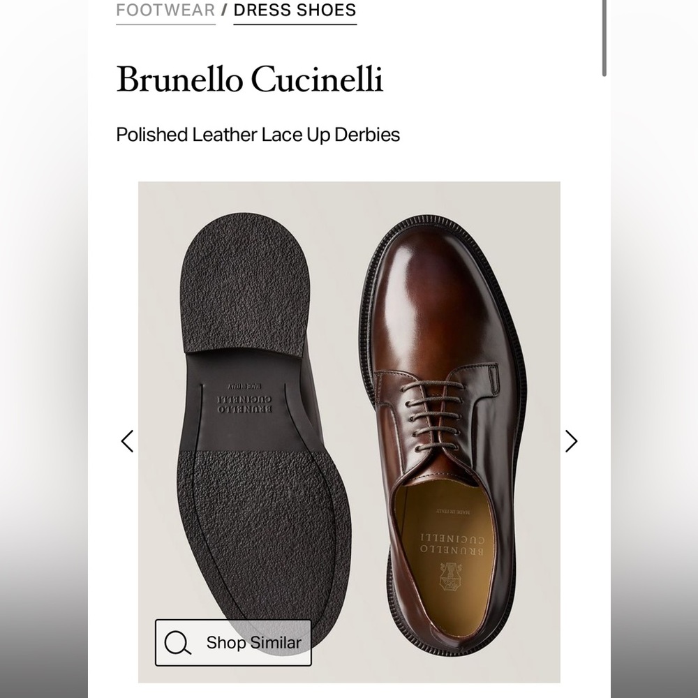 Brunello Cucinelli Polidhed Leather Lace Up Derby’s